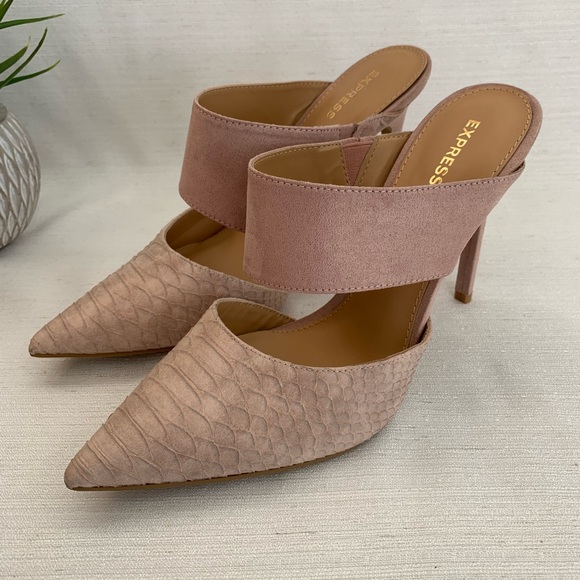 New EXPRESS Blush Reptile Slide Heels Woman’s 10 - Picture 3 of 13